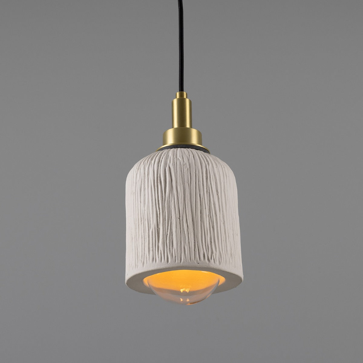 Osier Organic Ceramic Bathroom Pendant Light 11.5cm, Matte White Striped IP44 - View 3