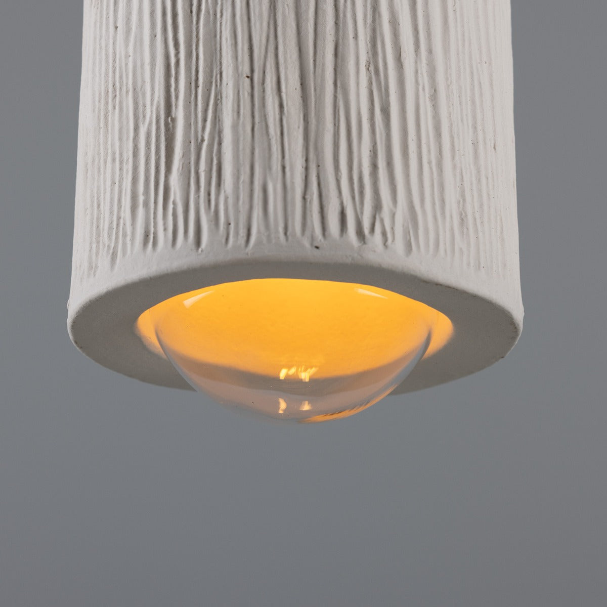 Osier Organic Ceramic Bathroom Pendant Light 11.5cm, Matte White Striped IP44 - View 4