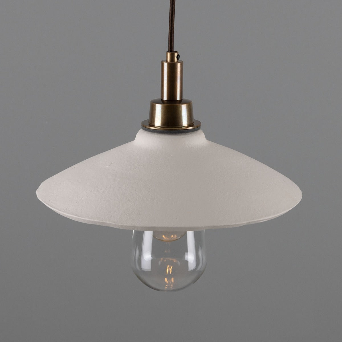 Pyrus Organic Ceramic Bathroom Pendant Light 28cm, Matte White Striped IP44 - View 8