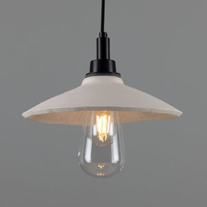 Pyrus Organic Ceramic Bathroom Pendant Light 28cm, Matte White Striped IP44 - Main View