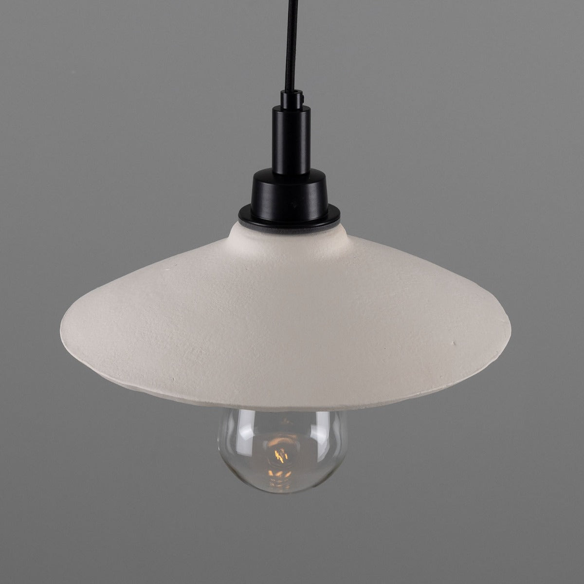Pyrus Organic Ceramic Bathroom Pendant Light 28cm, Matte White Striped IP44 - View 2