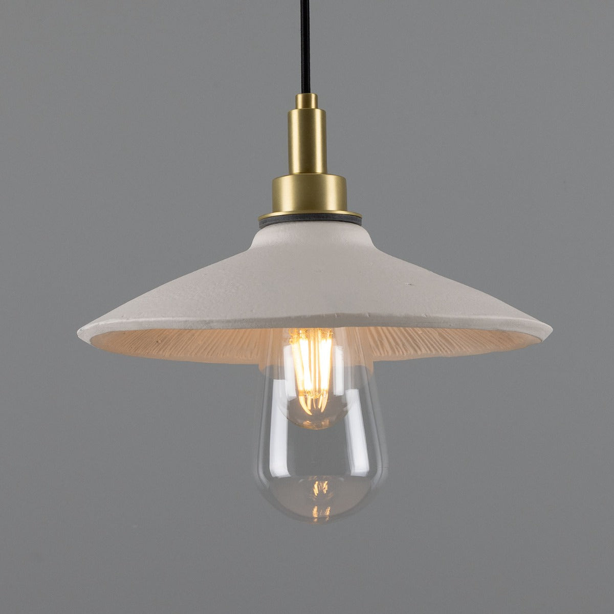 Pyrus Organic Ceramic Bathroom Pendant Light 28cm, Matte White Striped IP44 - View 13