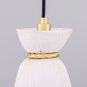 Parva Ceramic Bathroom Pendant Light 14cm, Matte White Striped IP44 - View 5