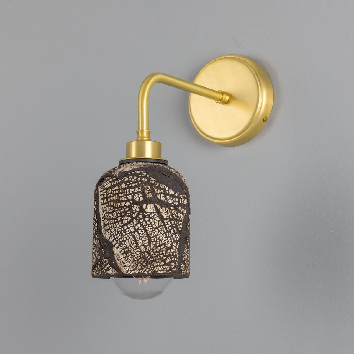 Osier Organic Ceramic Bathroom Wall Light, Black Clay IP44 - Main View