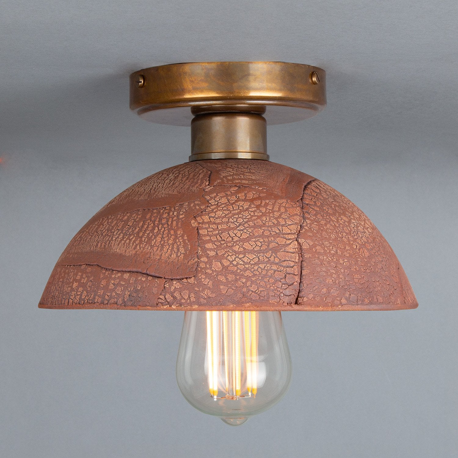 Kauri Organic Ceramic Dome Ceiling Light 20cm, Red Iron - View 2