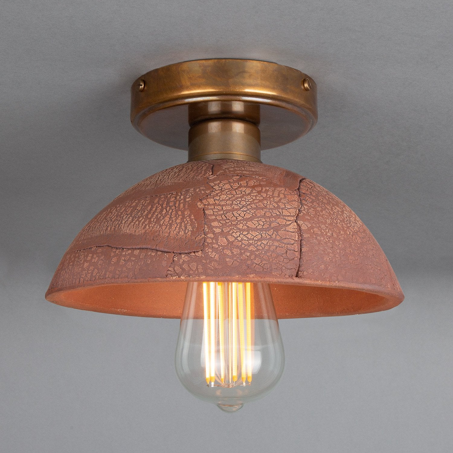 Kauri Organic Ceramic Dome Ceiling Light 20cm, Red Iron - Main View