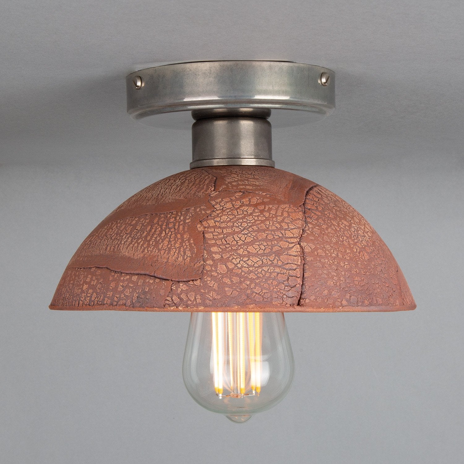 Kauri Organic Ceramic Dome Ceiling Light 20cm, Red Iron - View 4