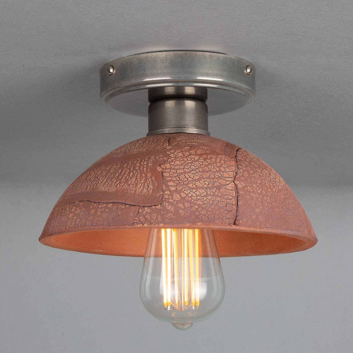 Kauri Organic Ceramic Dome Ceiling Light 20cm, Red Iron - View 3