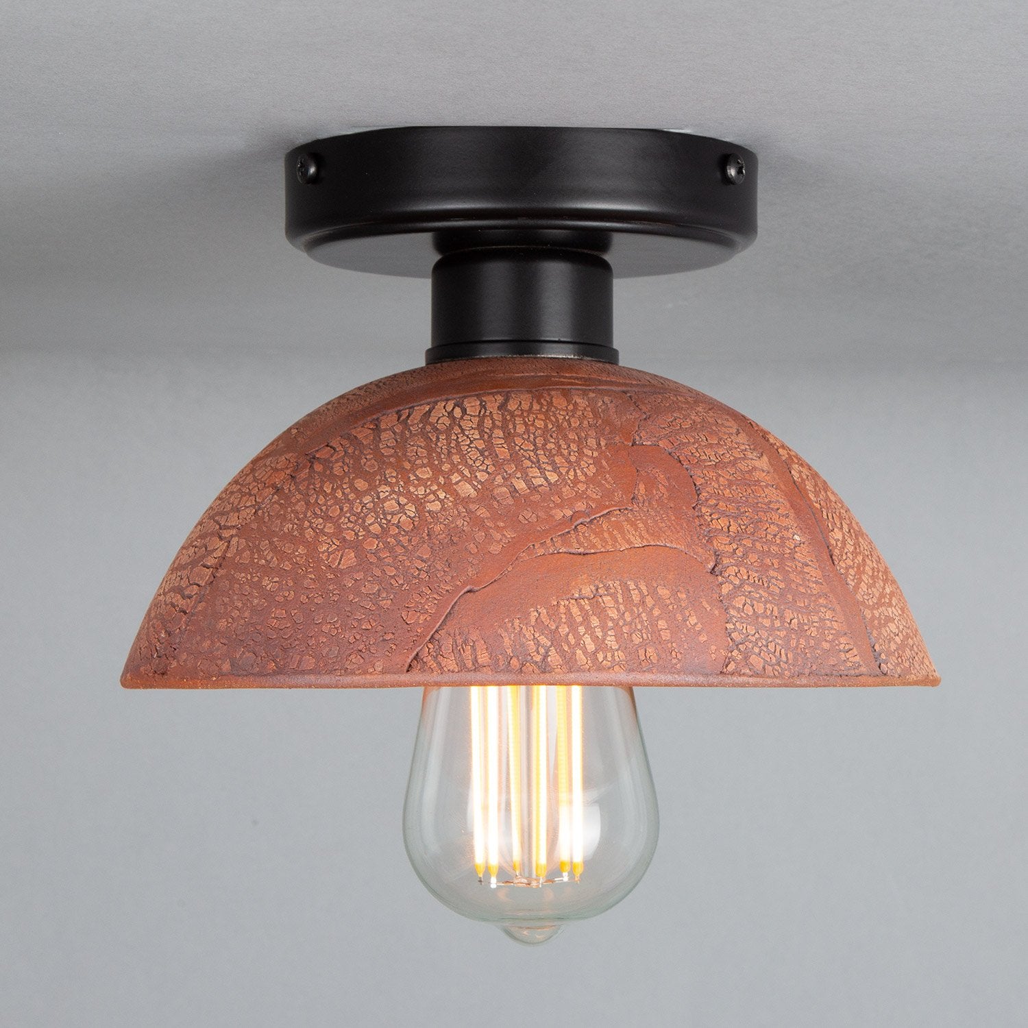 Kauri Organic Ceramic Dome Ceiling Light 20cm, Red Iron - View 12