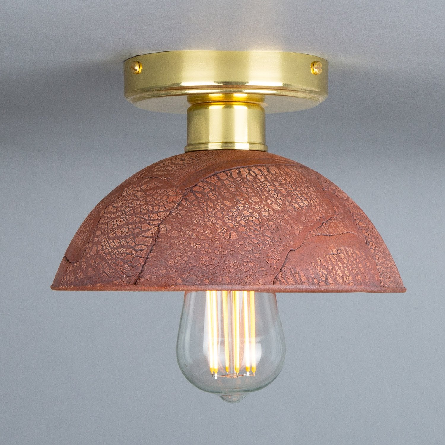 Kauri Organic Ceramic Dome Ceiling Light 20cm, Red Iron - View 6