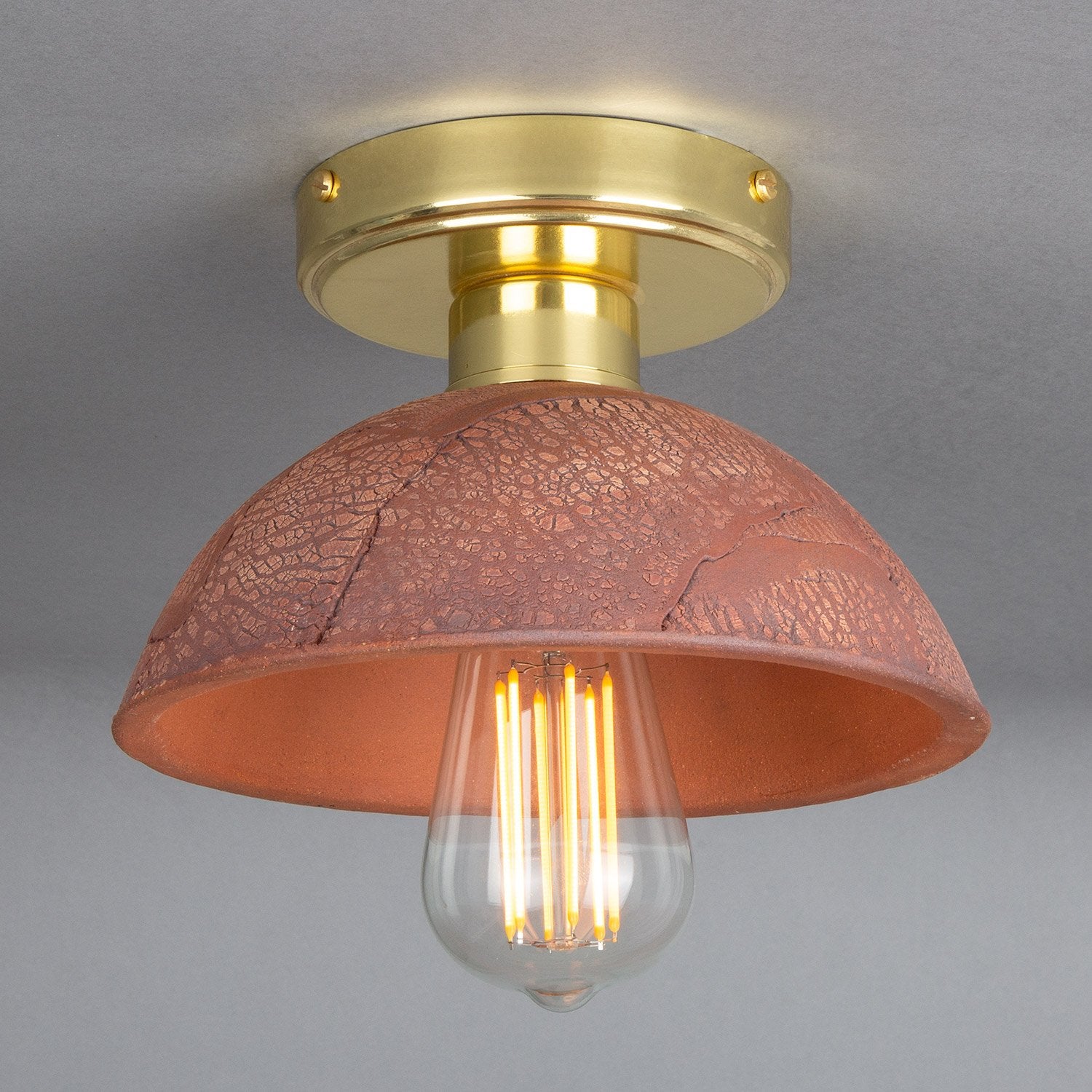 Kauri Organic Ceramic Dome Ceiling Light 20cm, Red Iron - View 5