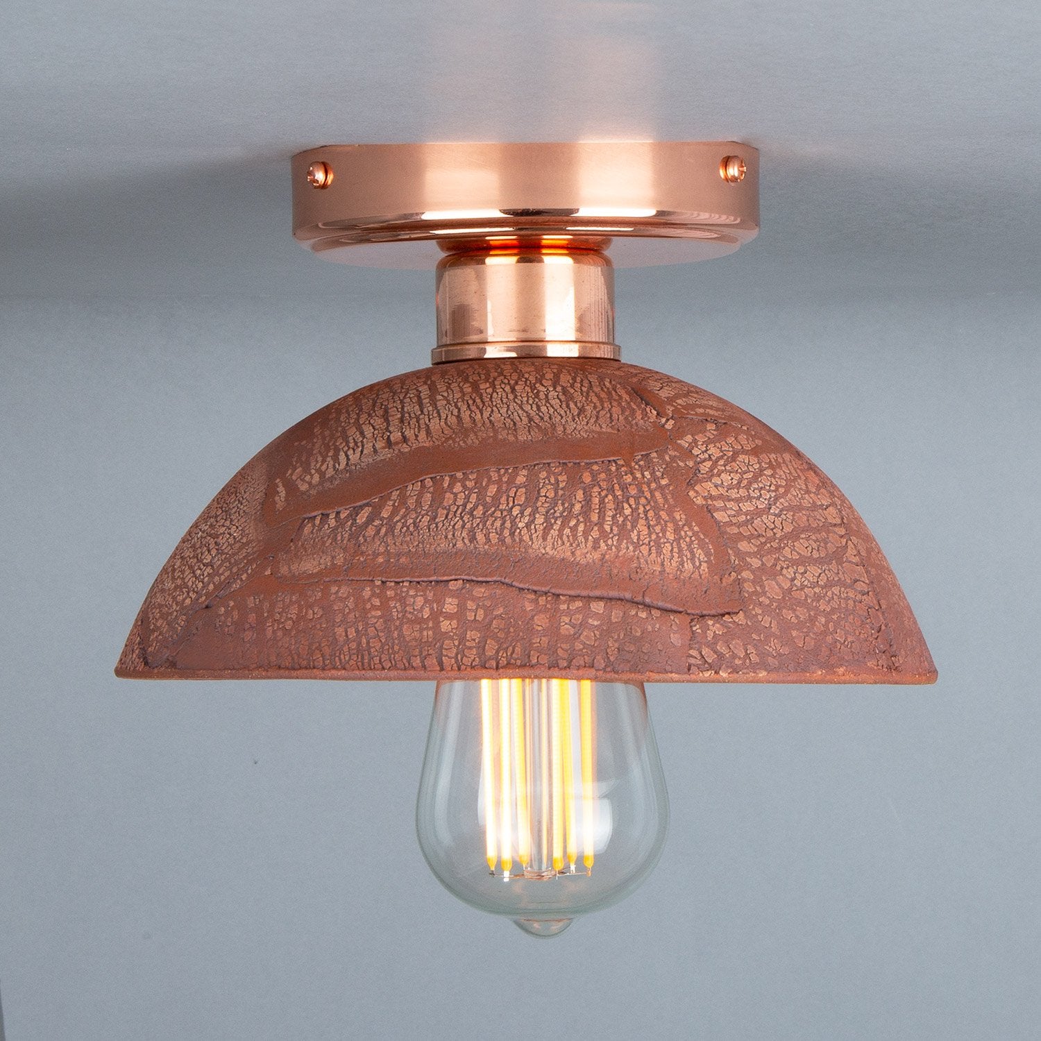Kauri Organic Ceramic Dome Ceiling Light 20cm, Red Iron - View 10