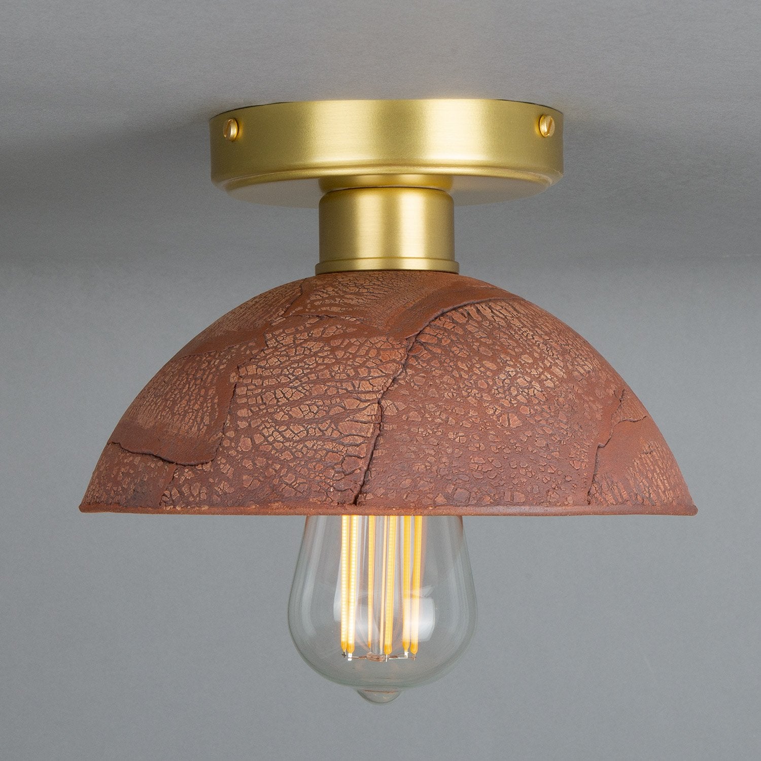 Kauri Organic Ceramic Dome Ceiling Light 20cm, Red Iron - View 8