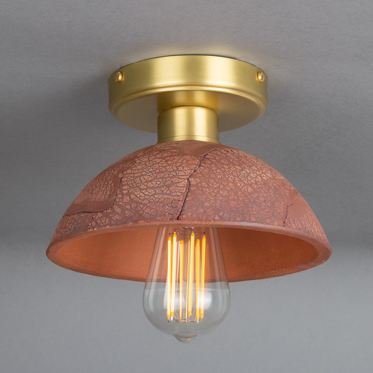 Kauri Organic Ceramic Dome Ceiling Light 20cm, Red Iron - View 7
