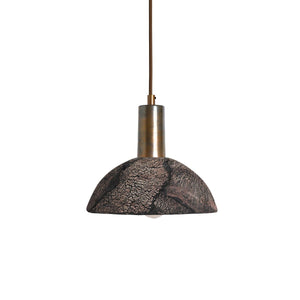 Kauri Organic Ceramic Dome Pendant Light 20cm, Black Clay - Main View