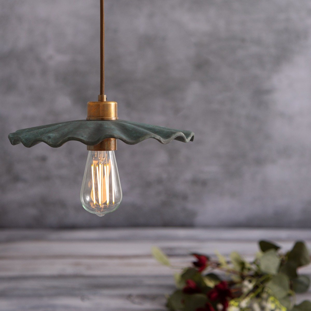 Kapok Organic Ceramic Pendant Light 27cm, Blue Earth - View 4