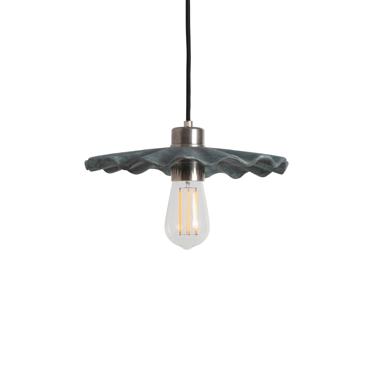 Kapok Organic Ceramic Pendant Light 27cm, Blue Earth - View 1