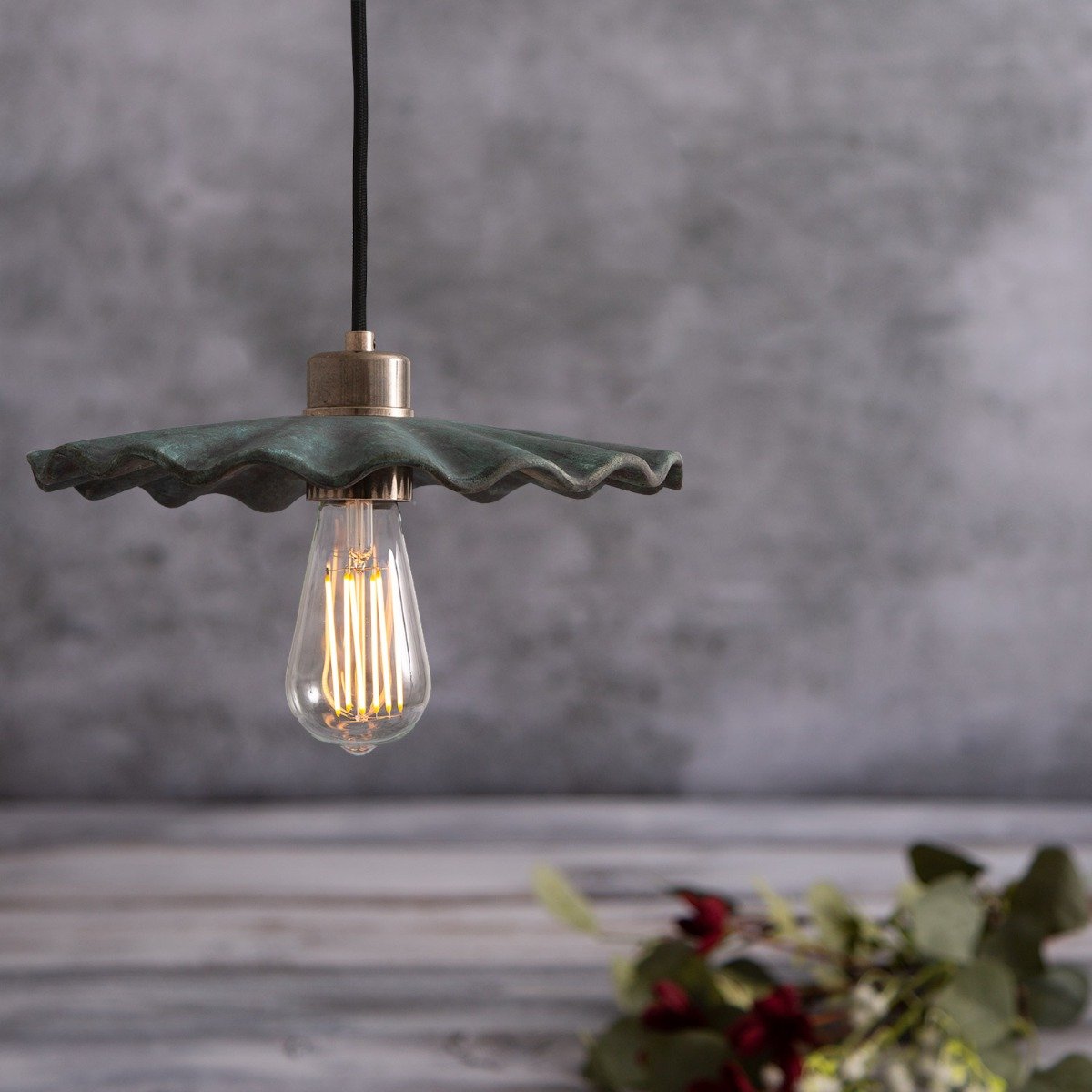 Kapok Organic Ceramic Pendant Light 27cm, Blue Earth - View 2