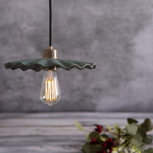 Kapok Organic Ceramic Pendant Light 27cm, Blue Earth - View 2