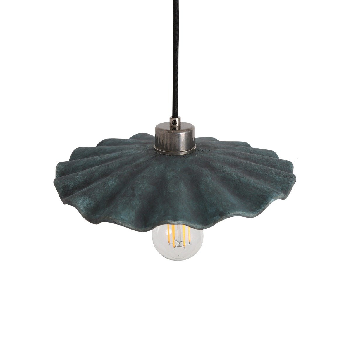 Kapok Organic Ceramic Pendant Light 27cm, Blue Earth - View 13