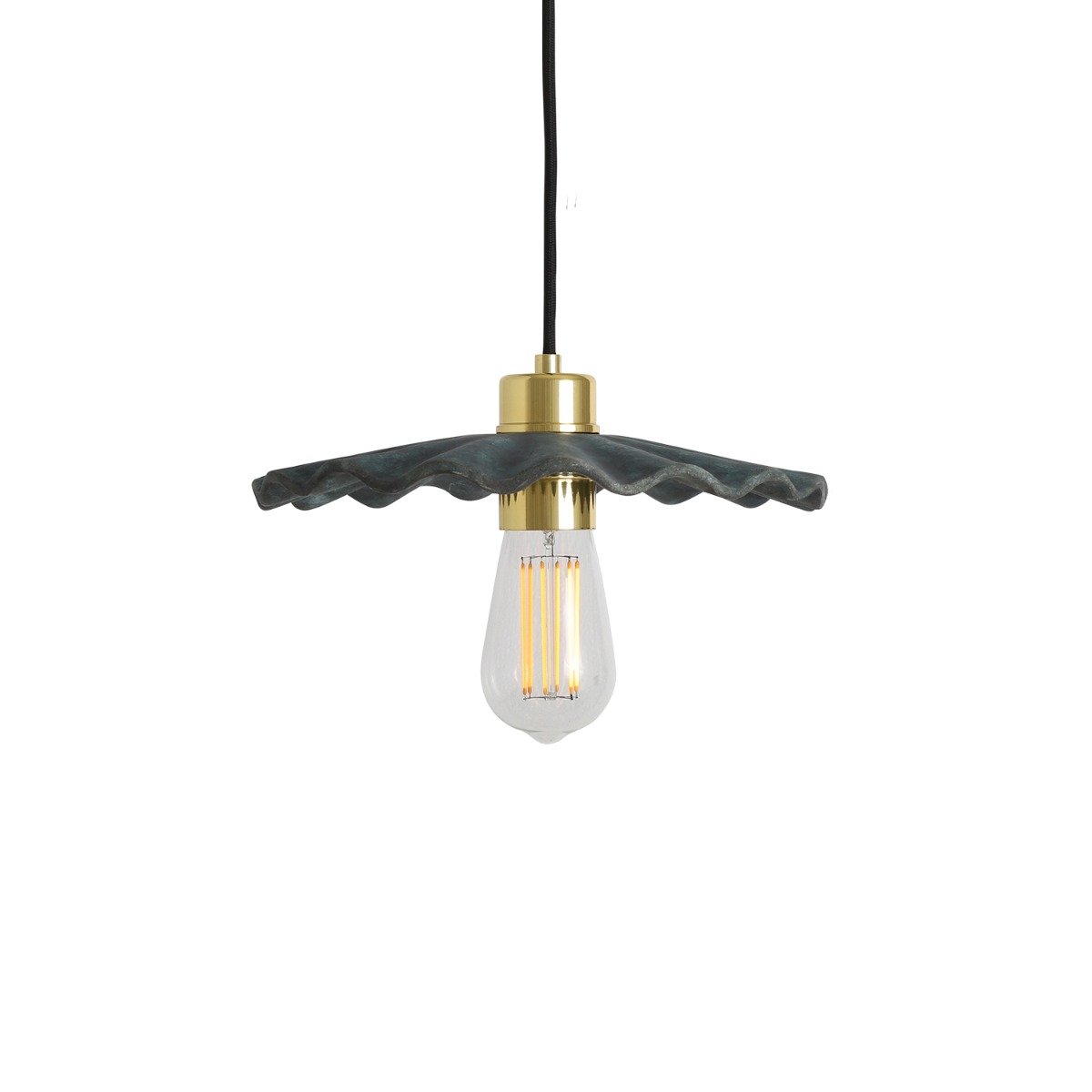 Kapok Organic Ceramic Pendant Light 27cm, Blue Earth - View 5