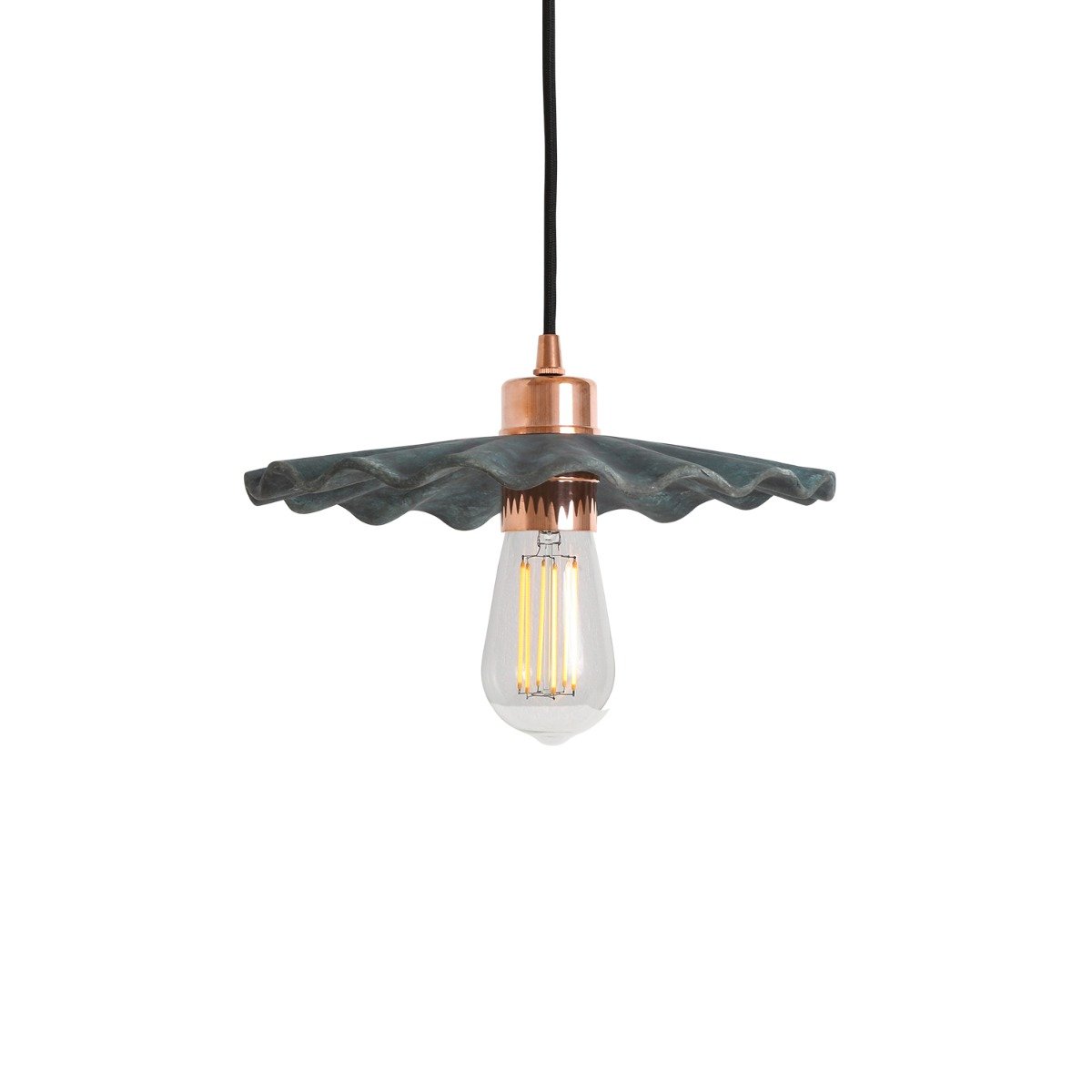 Kapok Organic Ceramic Pendant Light 27cm, Blue Earth - View 7