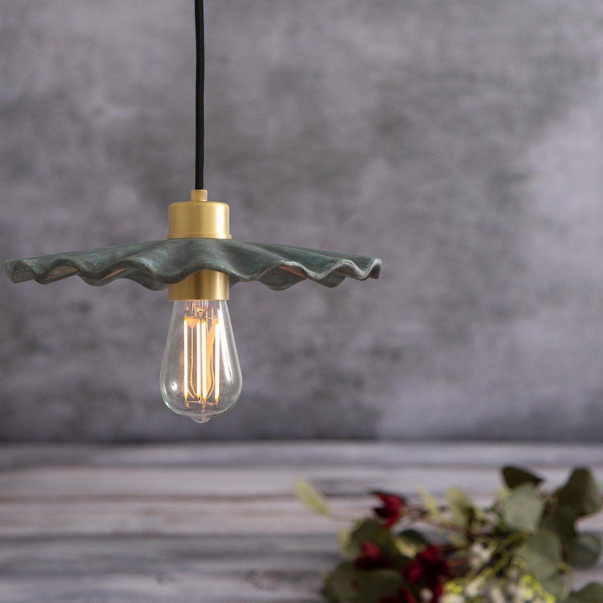 Kapok Organic Ceramic Pendant Light 27cm, Blue Earth - View 10
