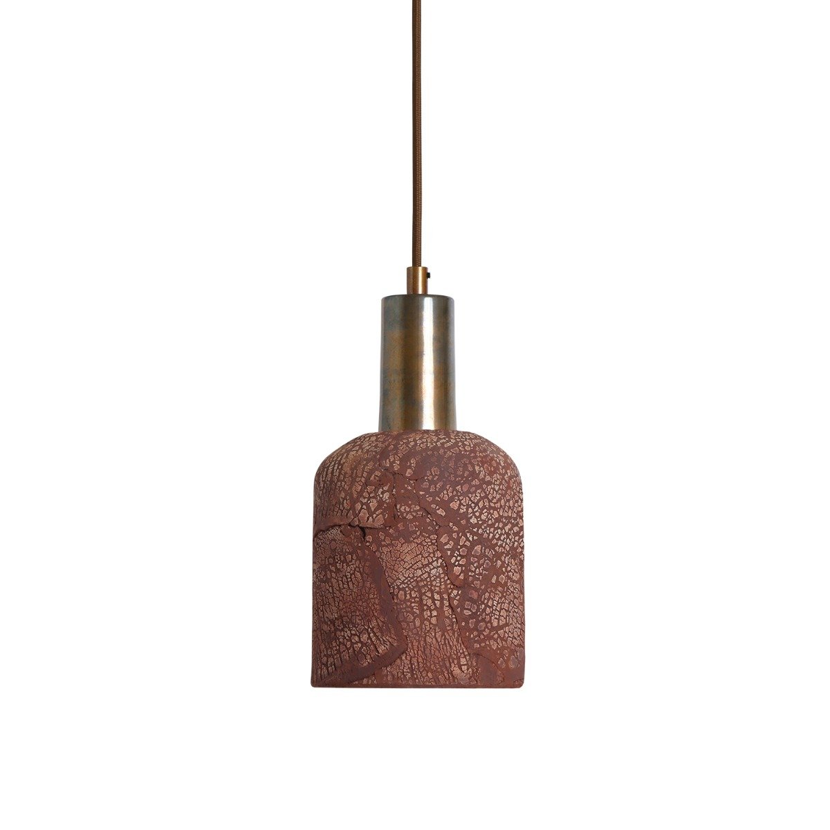 Osier Organic Ceramic Pendant Light 11.5cm, Red Iron - View 3