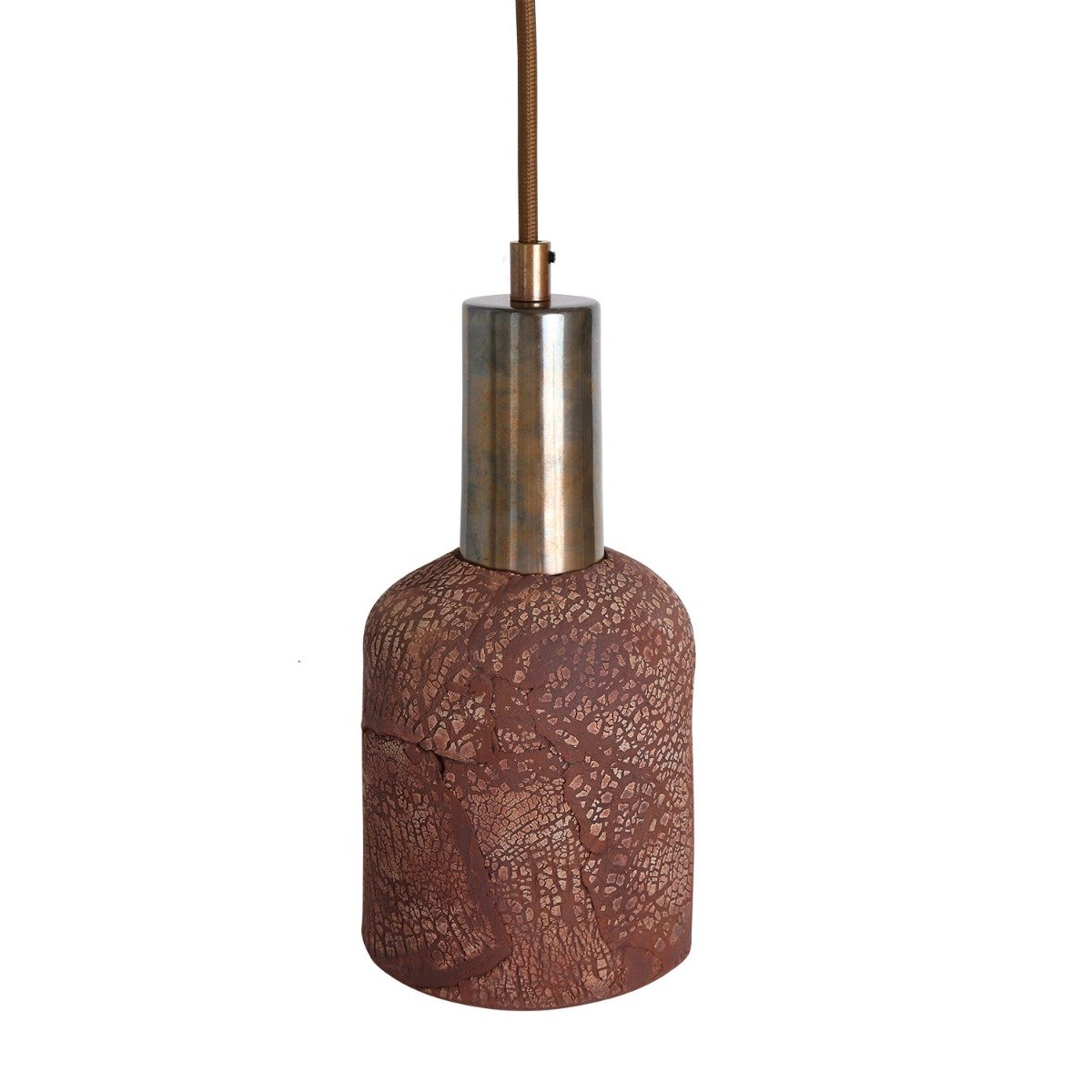 Osier Organic Ceramic Pendant Light 11.5cm, Red Iron - View 7