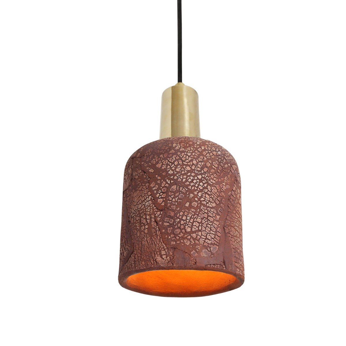 Osier Organic Ceramic Pendant Light 11.5cm, Red Iron - View 10