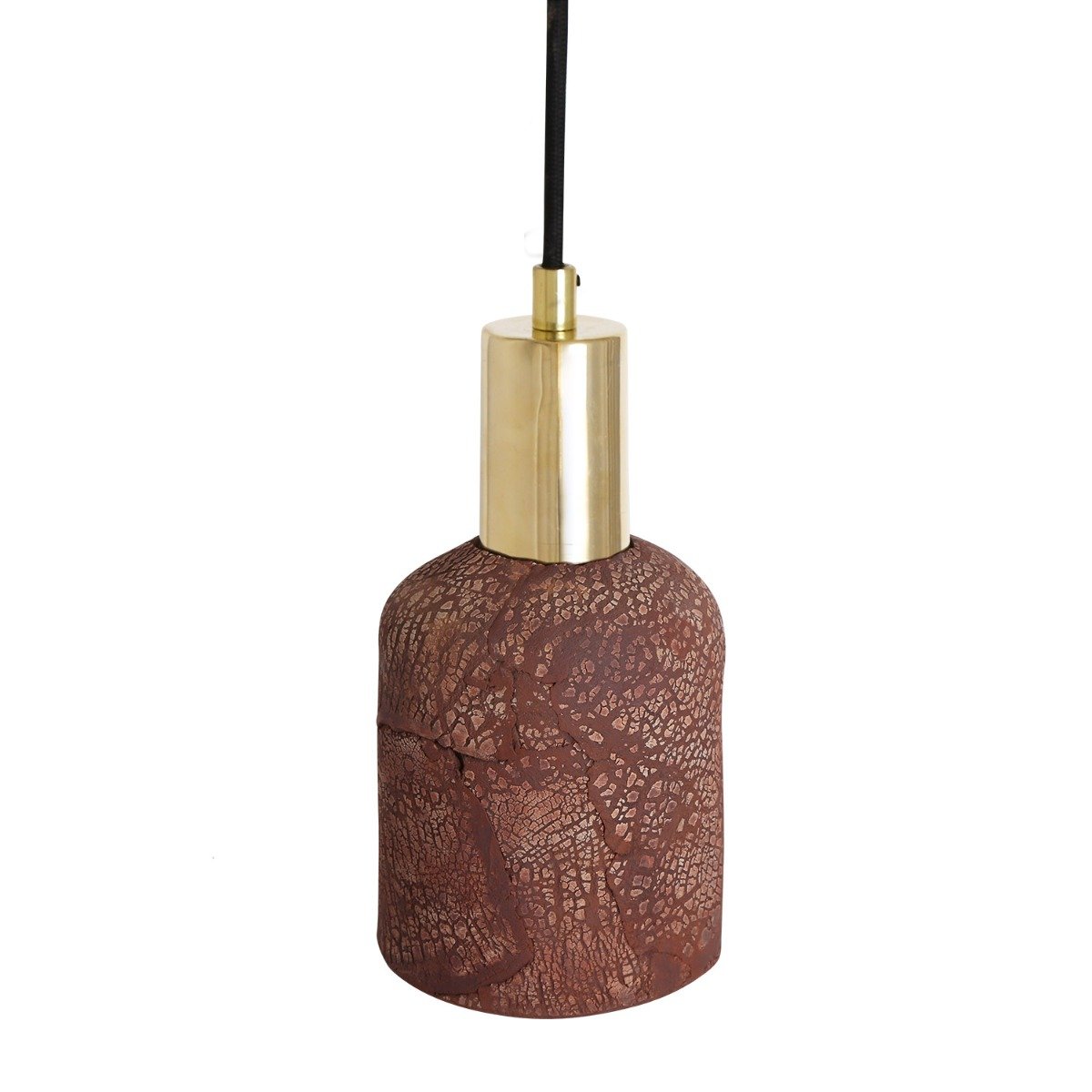 Osier Organic Ceramic Pendant Light 11.5cm, Red Iron - View 9