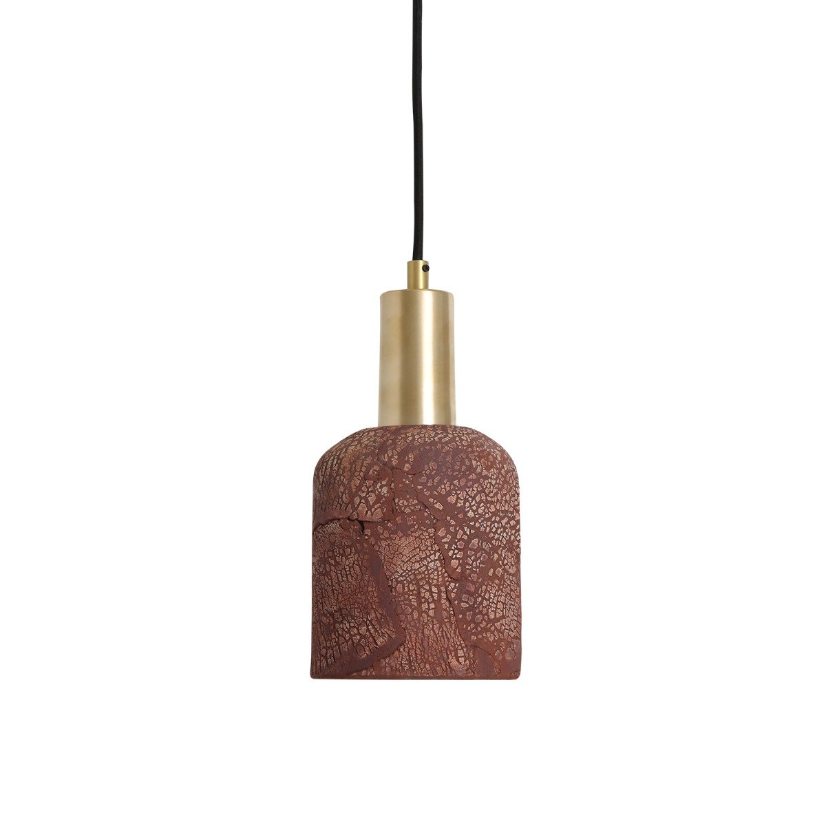 Osier Organic Ceramic Pendant Light 11.5cm, Red Iron - Main View