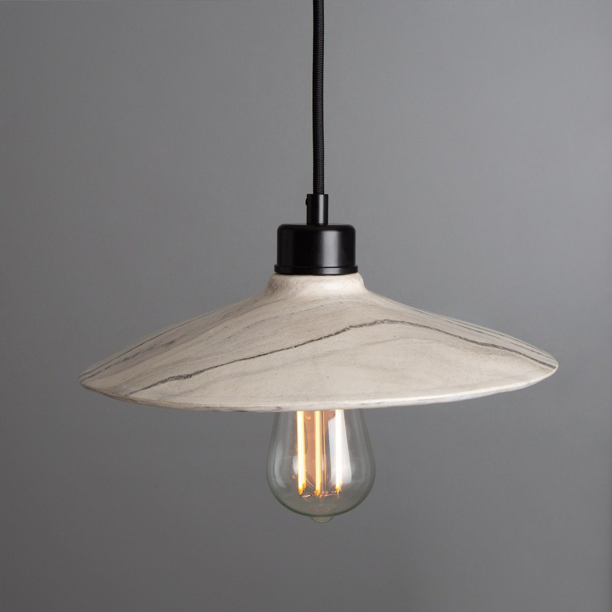 Pyrus Marbled Ceramic Pendant Light 28cm - View 4