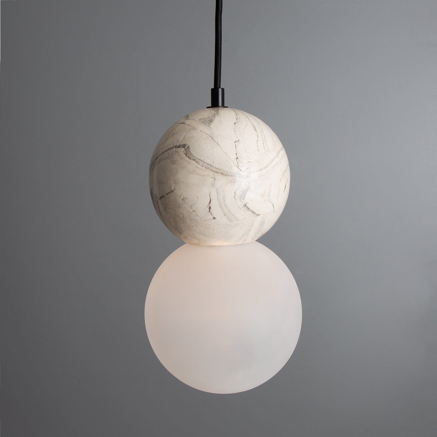 Rosa Marbled Ceramic Glass Globe Pendant Light - Main View
