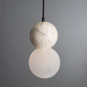 Rosa Marbled Ceramic Glass Globe Pendant Light - Main View