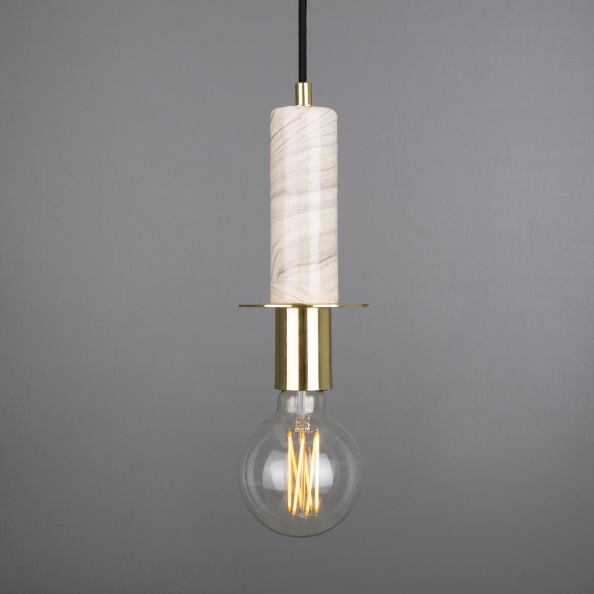 Figo Marbled Ceramic Slender Pendant Light 9.8cm - Subtle Wear