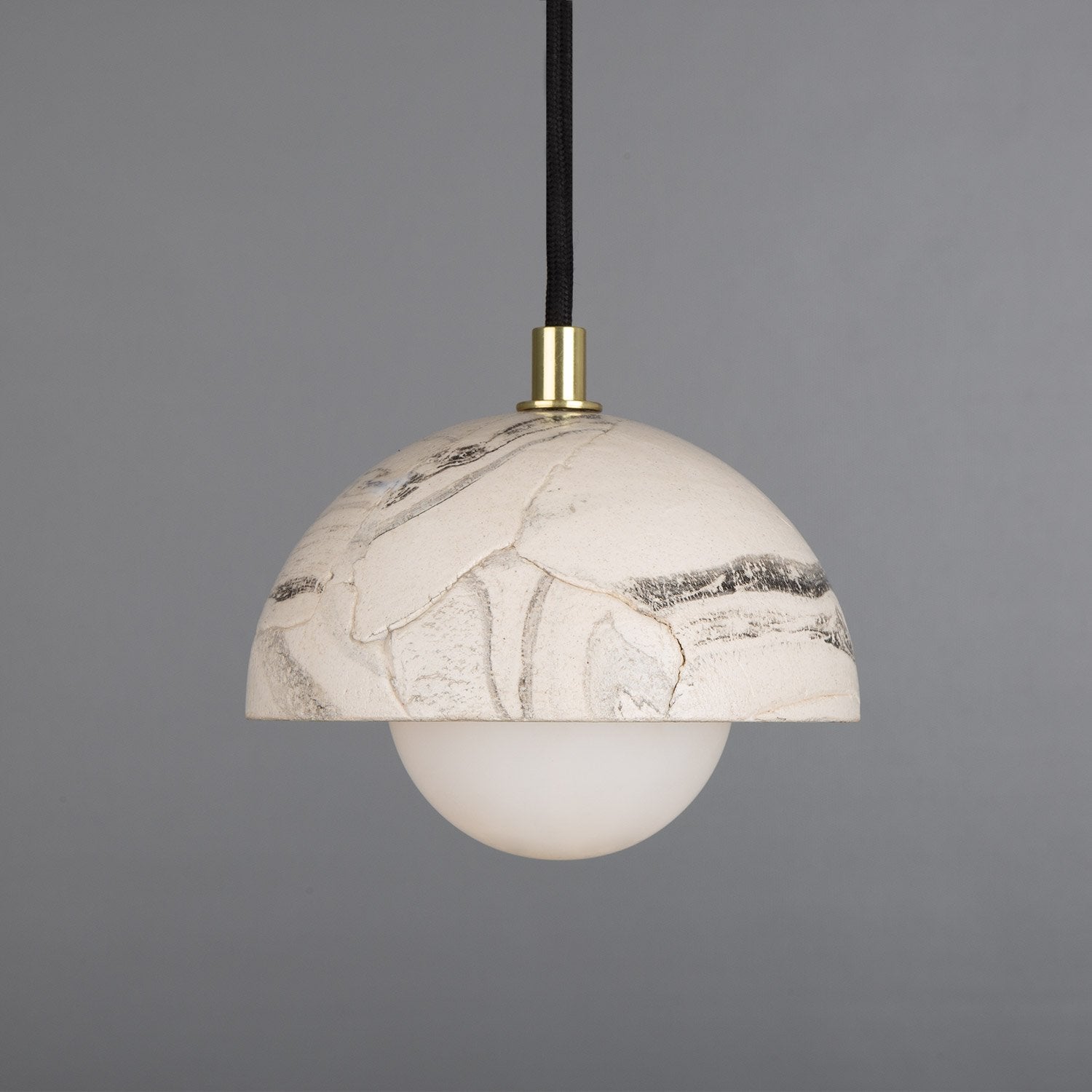 Ferox Small Marbled Ceramic Dome Pendant Light 14cm - Main View
