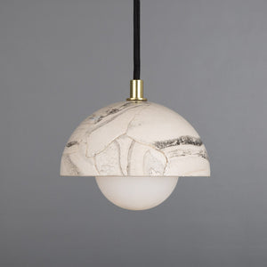 Ferox Small Marbled Ceramic Dome Pendant Light 14cm - Main View