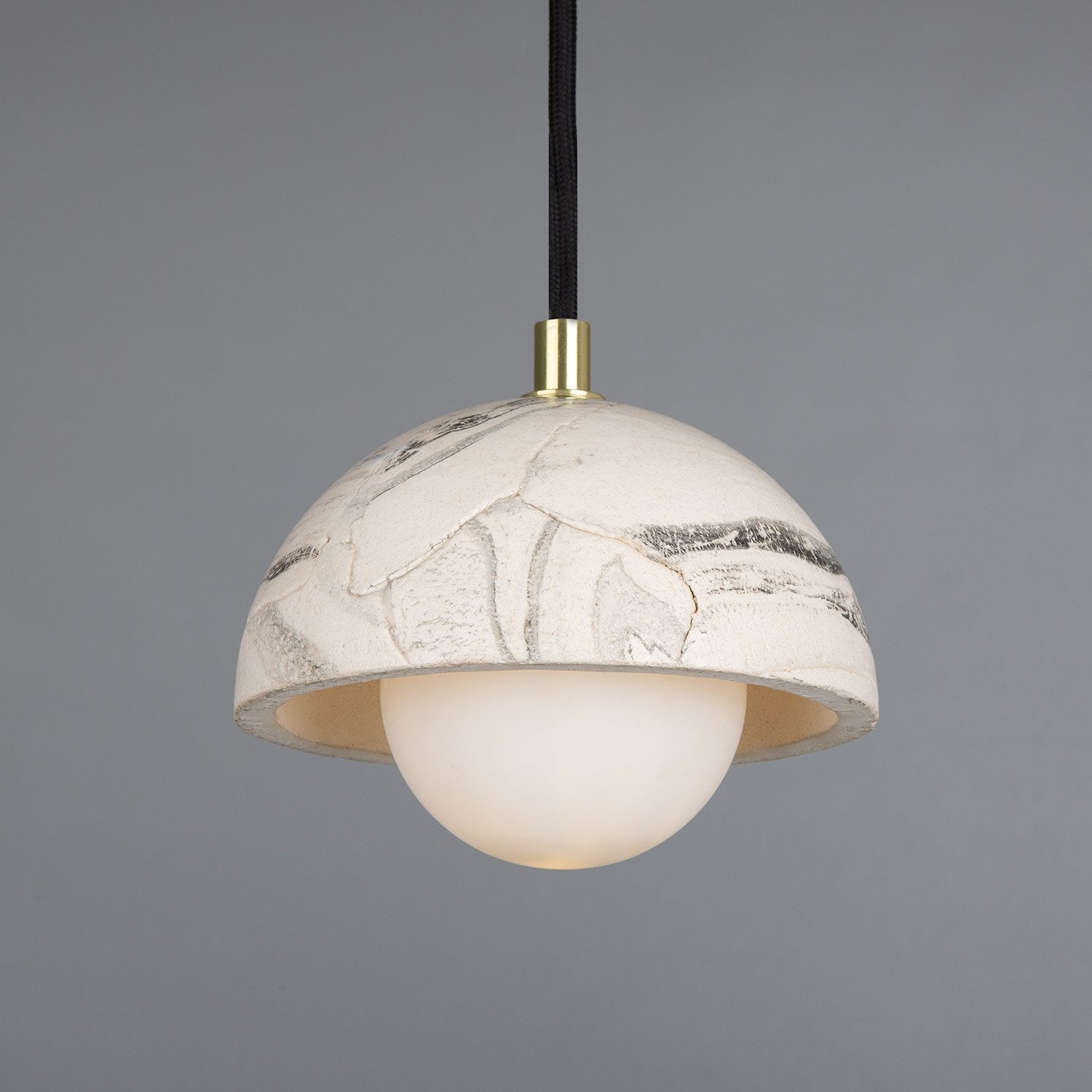 Ferox Small Marbled Ceramic Dome Pendant Light 14cm - View 2