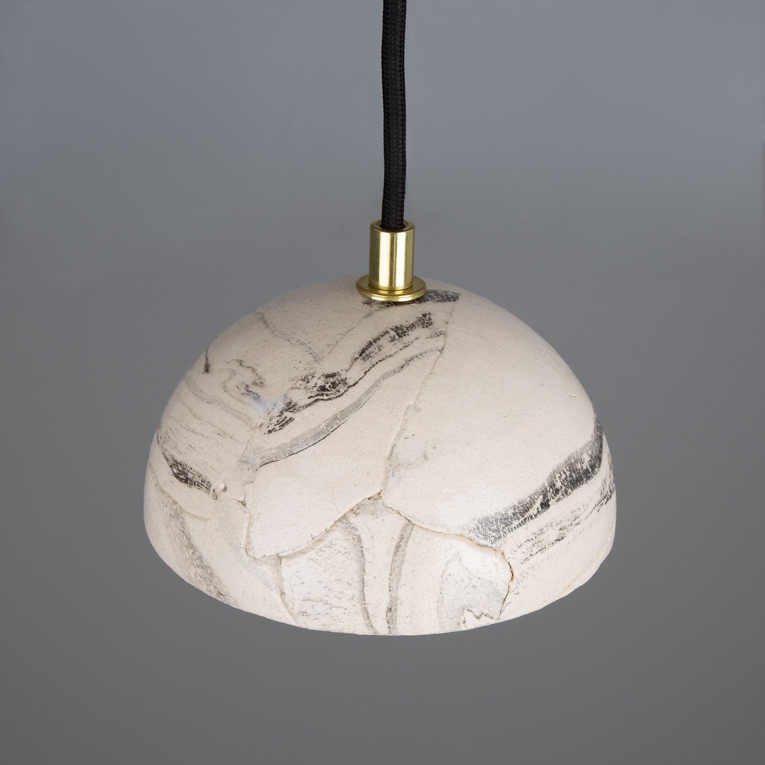 Ferox Small Marbled Ceramic Dome Pendant Light 14cm - View 3