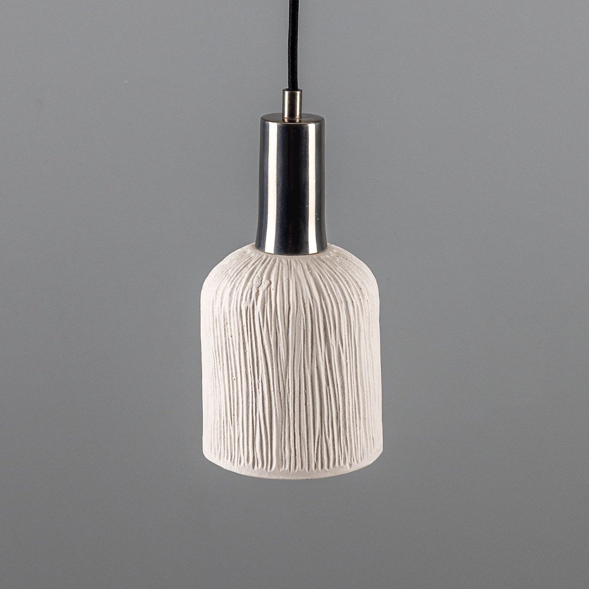 Osier Organic Ceramic Pendant Light 11.5cm, Matte White Striped - View 7