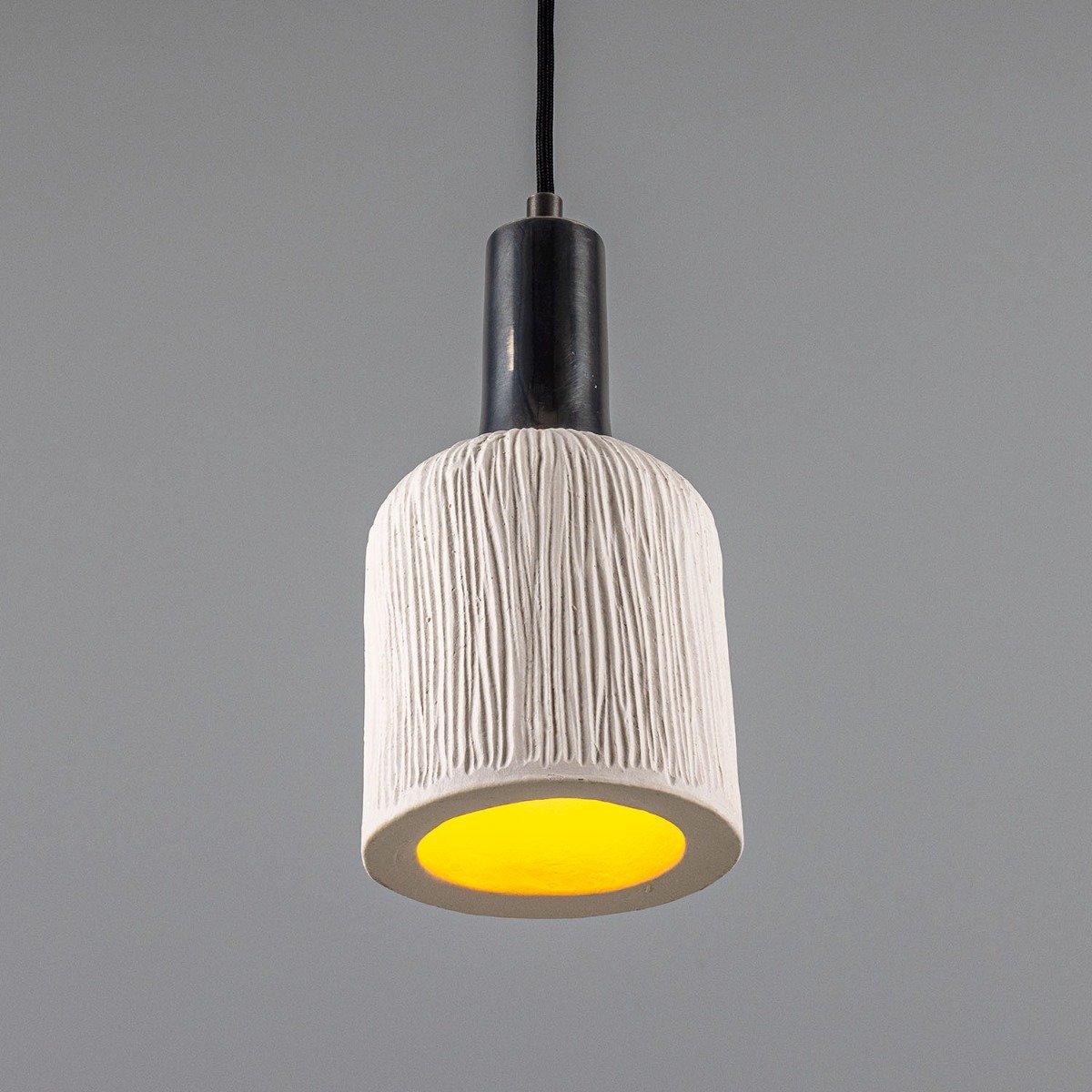 Osier Organic Ceramic Pendant Light 11.5cm, Matte White Striped - View 8