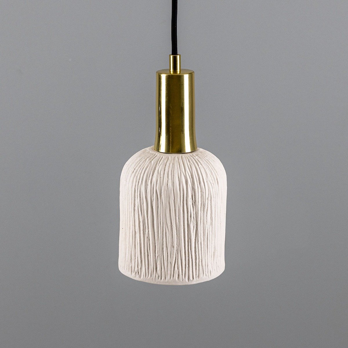Osier Organic Ceramic Pendant Light 11.5cm, Matte White Striped - View 12