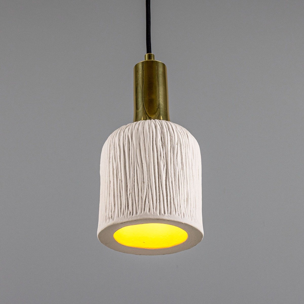 Osier Organic Ceramic Pendant Light 11.5cm, Matte White Striped - View 13