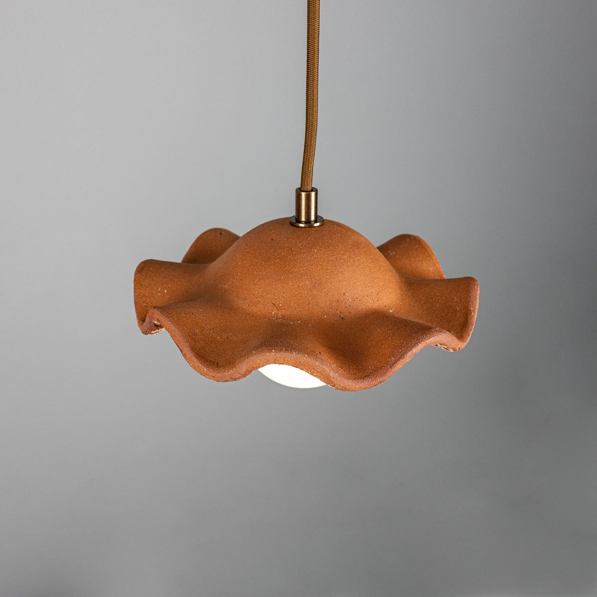 Rivale Pendant Light with Wavy Ceramic Shade, Red Iron - View 3