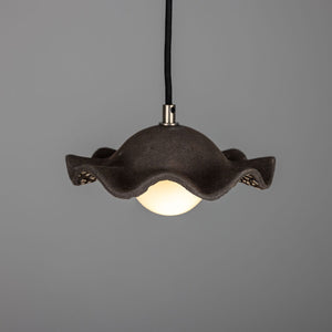 Rivale Pendant Light with Wavy Ceramic Shade, Black Clay - View 3