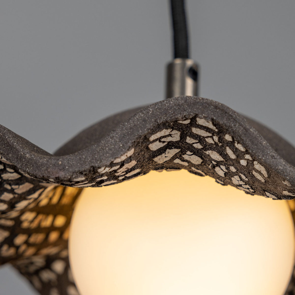 Rivale Pendant Light with Wavy Ceramic Shade, Black Clay - View 5