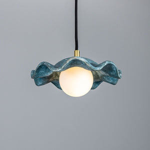 Rivale Pendant Light with Wavy Ceramic Shade, Blue Earth - View 1