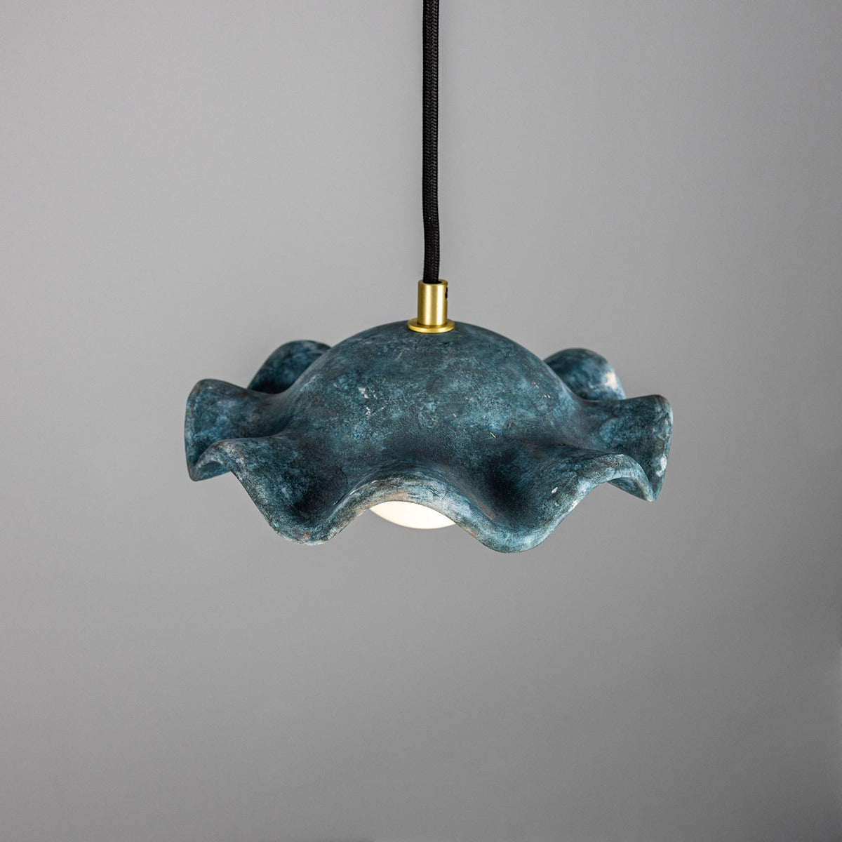 Rivale Pendant Light with Wavy Ceramic Shade, Blue Earth - View 3