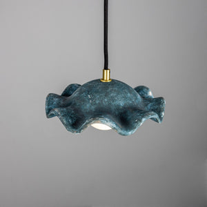 Rivale Pendant Light with Wavy Ceramic Shade, Blue Earth - View 3